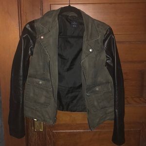 Army green American Eagle Leather Jacket